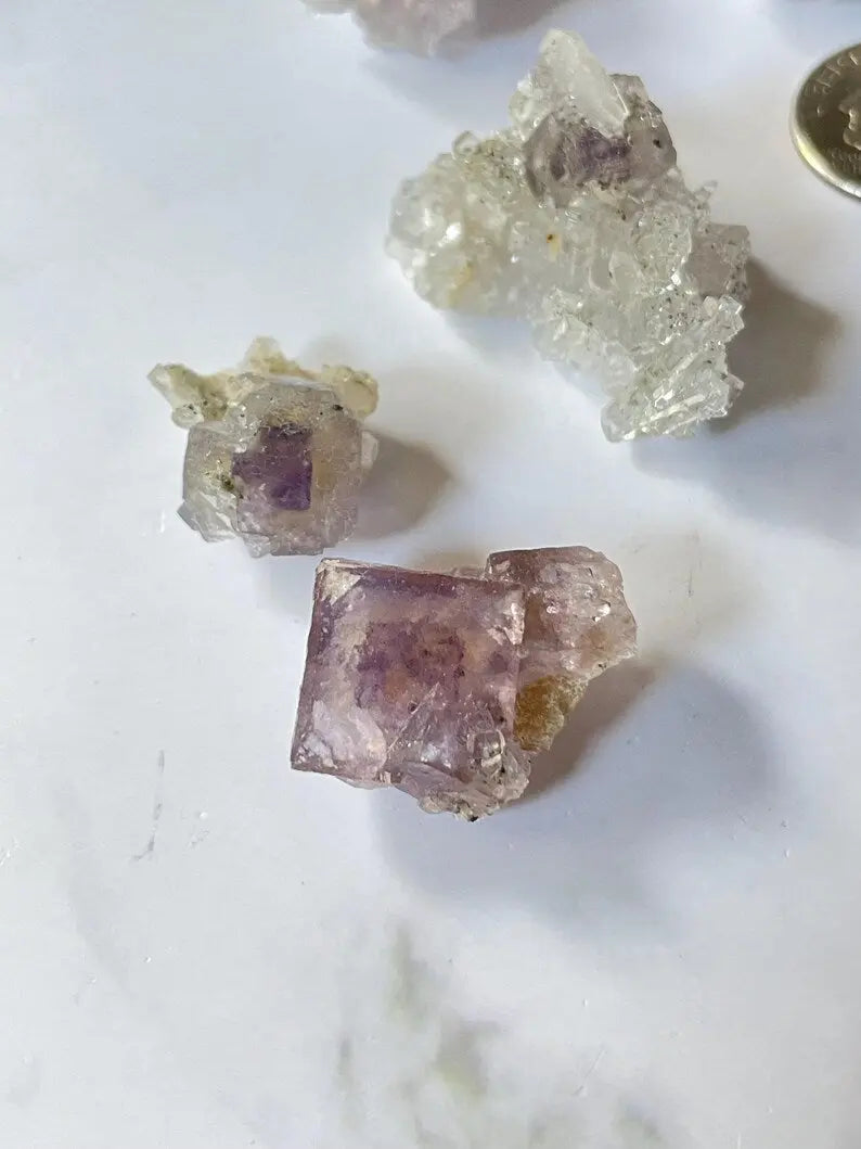 Porcelain Fluorite on Needle Quartz - Yaogangxian, China view 5